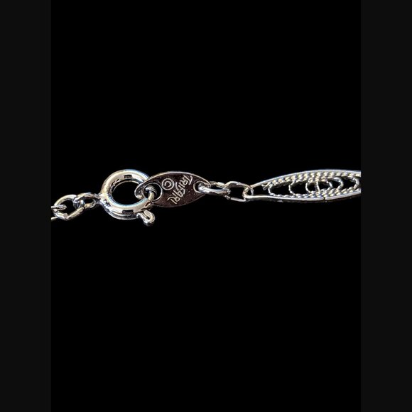 Vintage Trifari 24" Long Filigree Link Silver Tone Necklace - Picture 5 of 8